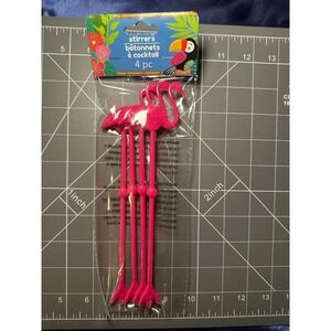 4 Pack Of Pink Drink Stirrers New Sealed In Package
